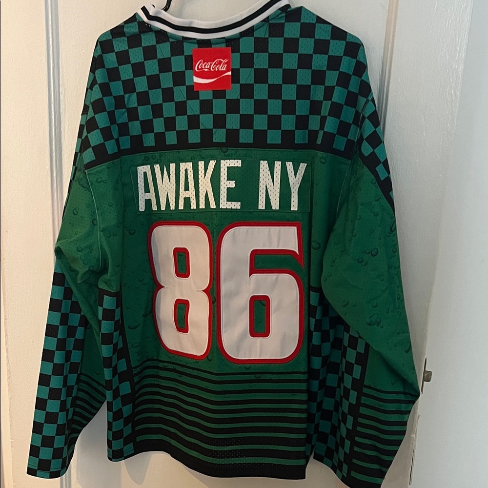 Awake NY Green and Black Checkered Coca Cola Jersey long sleeve - Picture 7 of 9